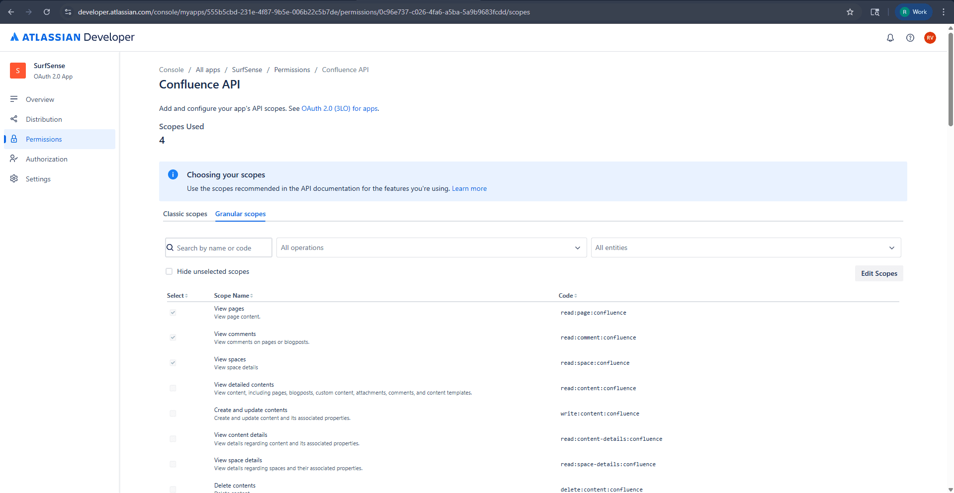 Confluence API Granular Scopes